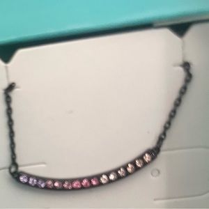 Origami Owl NL1026 15.5-18.5" Blk "I Will Persevere" Ombre CZ Bar Necklace "NIB"